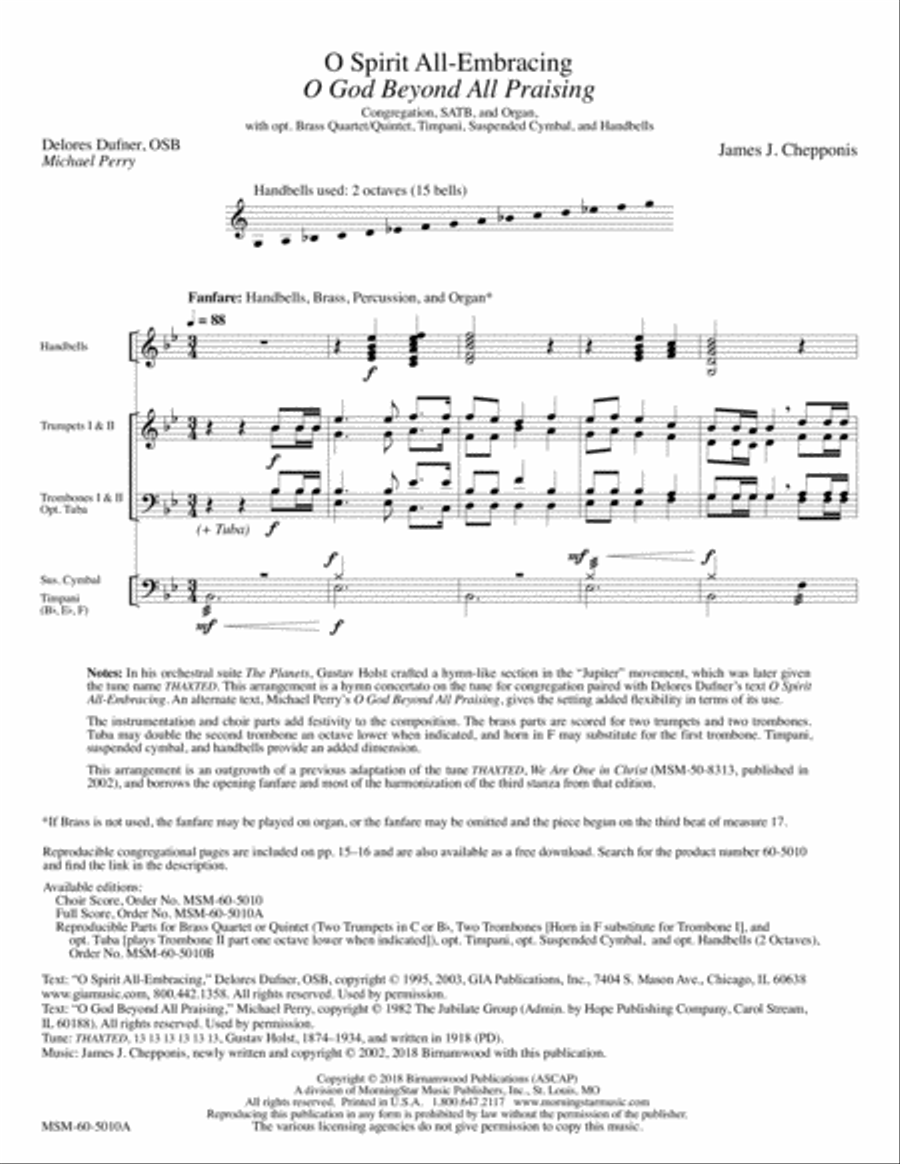 O Spirit All-Embracing Choir scores gallery preview page 1