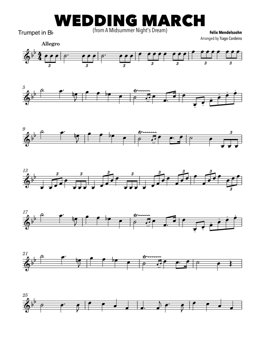 Wedding March Wedding March B-Flat Trumpet scores gallery preview page 1
