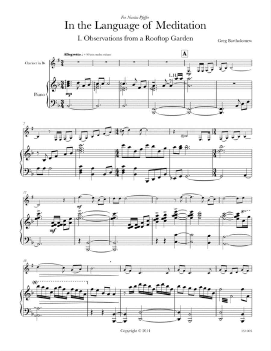 In the Language of Meditation for clarinet & piano Clarinet Solo scores gallery preview page 3