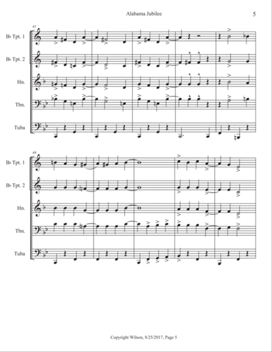 Alabama Jubilee Brass Quintet scores gallery preview page 6