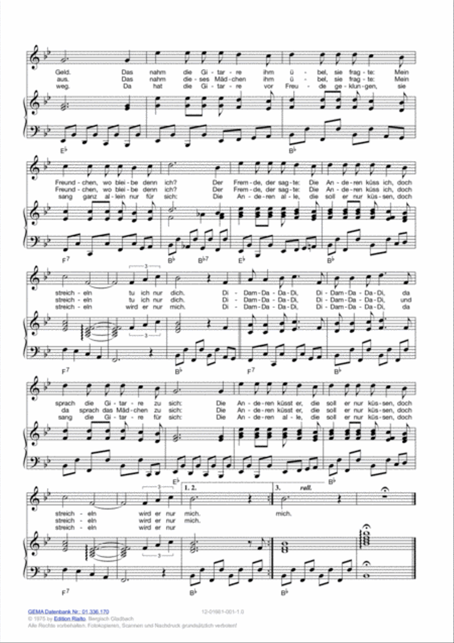 Es war einmal eine Gitarre Piano, Vocal, Guitar scores gallery preview page 3