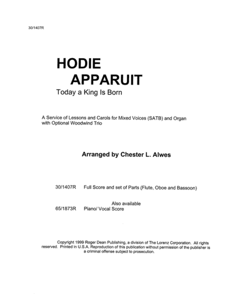 Hodie Apparuit - Full Score/Inst Parts