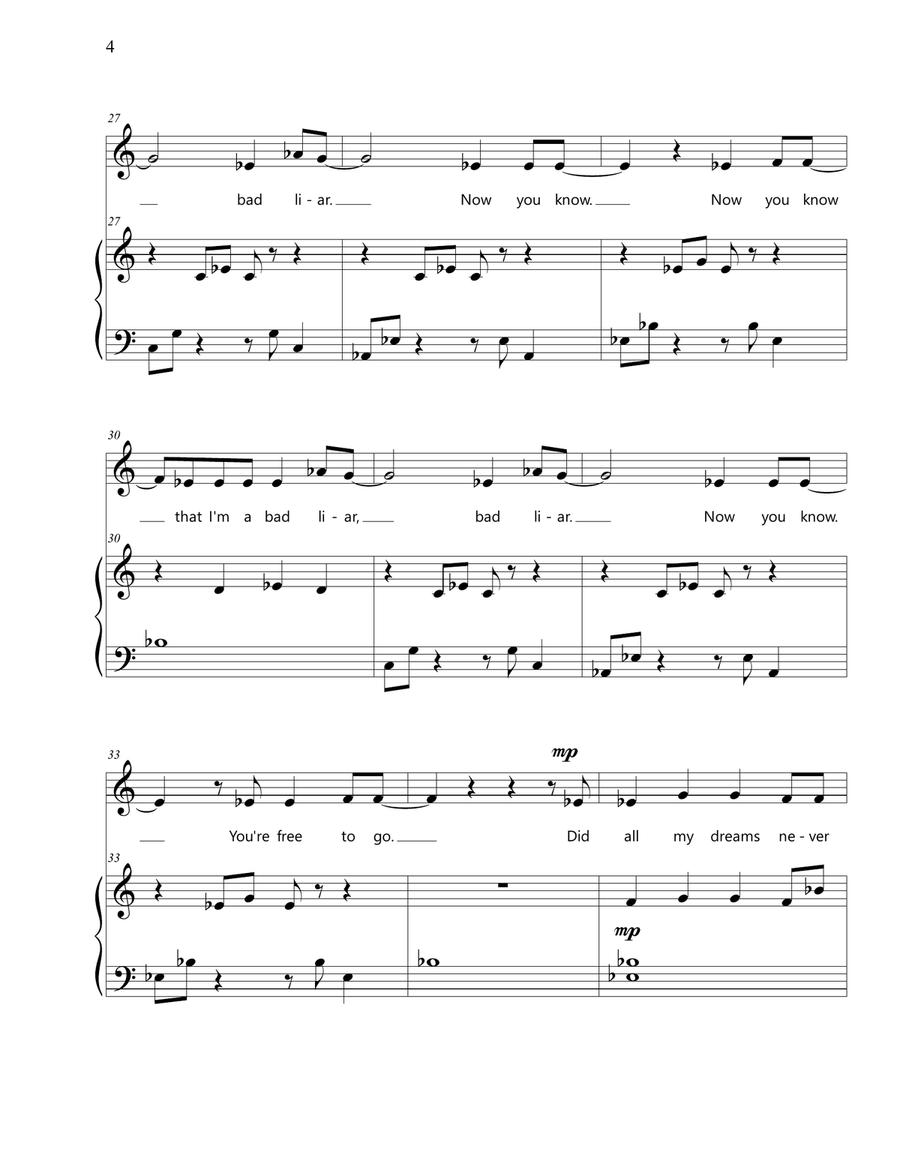 Bad Liar Piano, Vocal scores gallery preview page 5