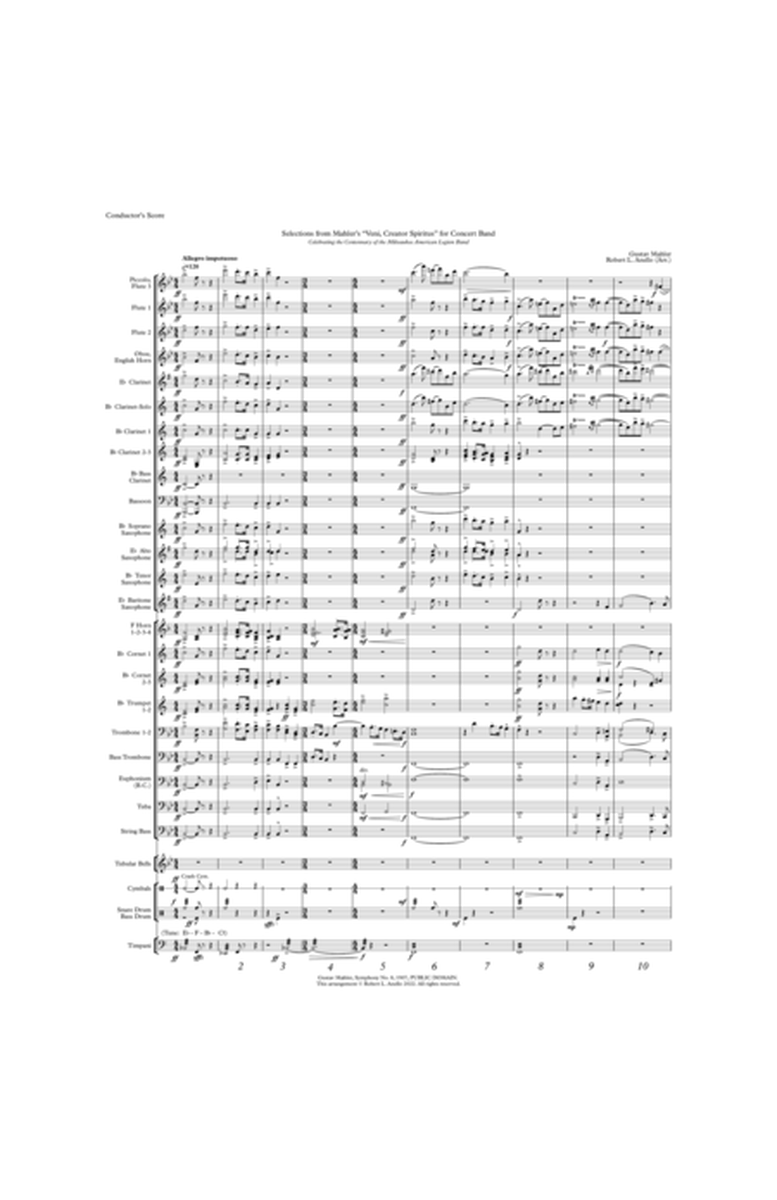 Selections from Mahler’s “Veni Creator Spiritus” for Concert Band (Conductor’s Score) image number null