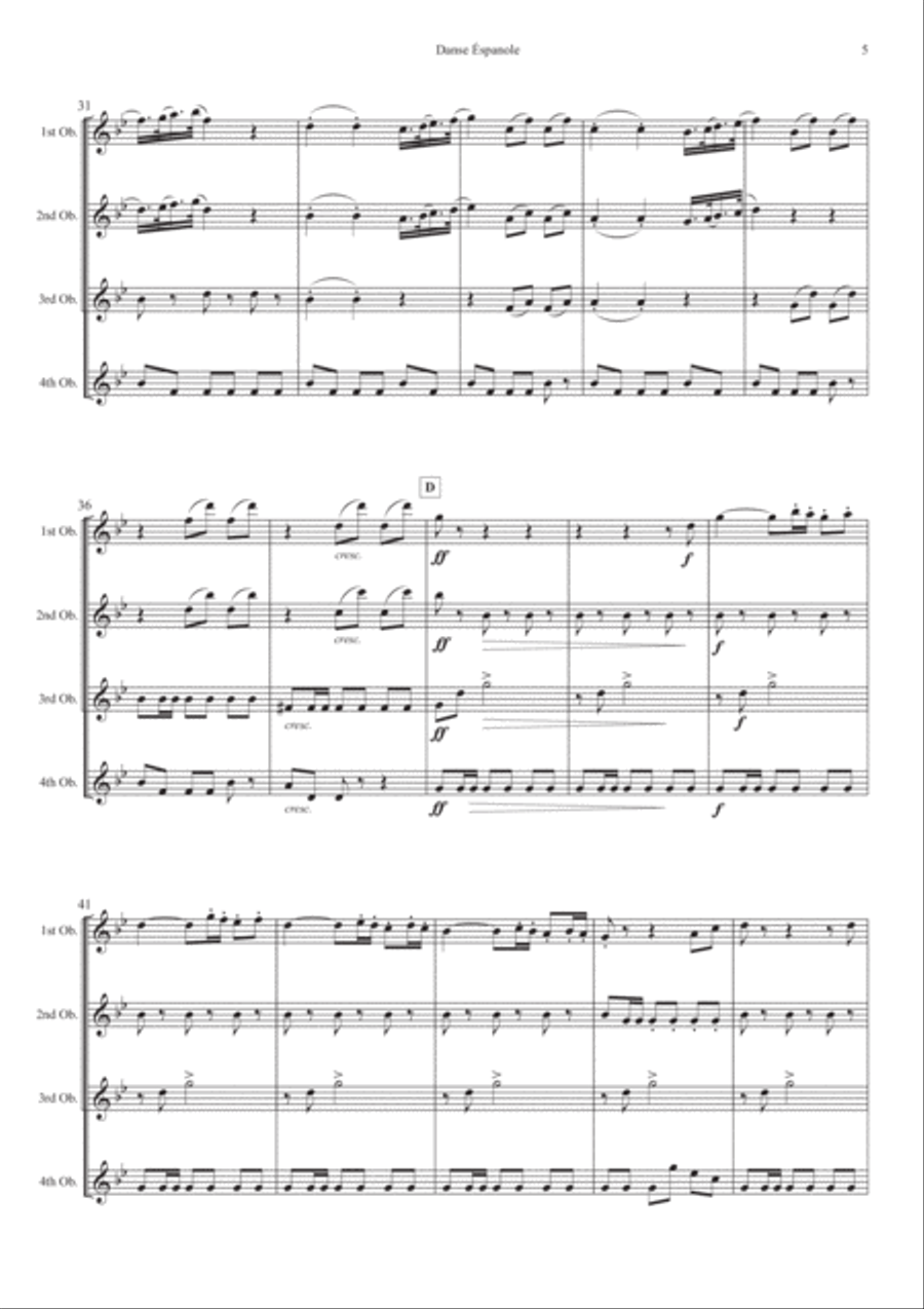Spanish Dance from Swan Lake for Oboe Quartet Woodwind Quartet scores gallery preview page 5