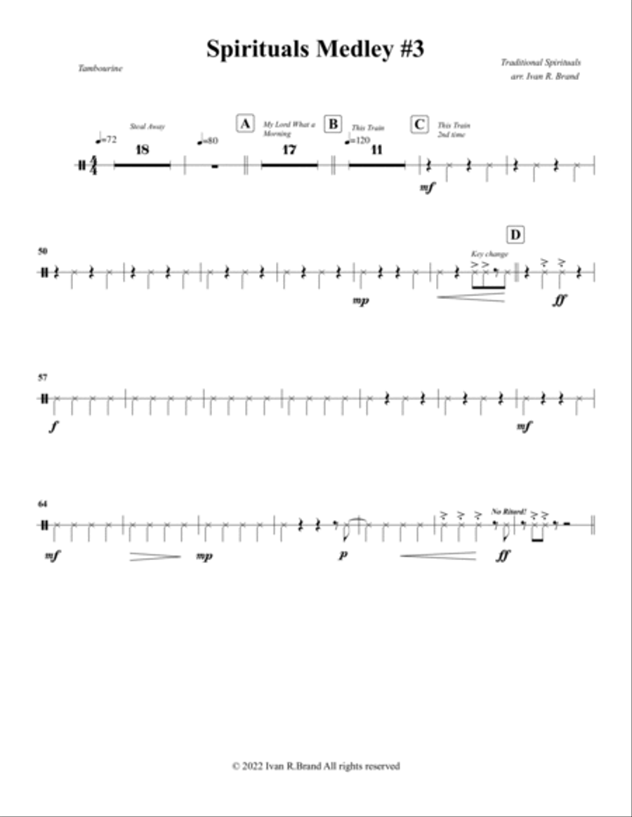 Spirituals Medley (#3) for Brass Quartet Brass Quartet scores gallery preview page 6