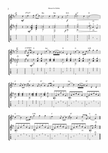 Menuet for Debbie for flute/violin and guitar (TAB) image number null