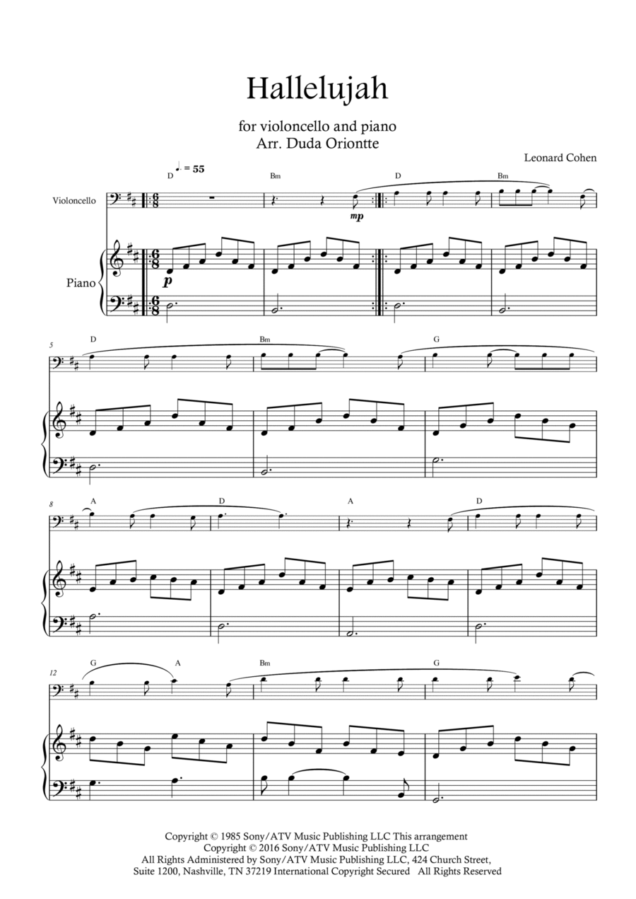 Hallelujah Hallelujah Piano scores gallery preview page 1