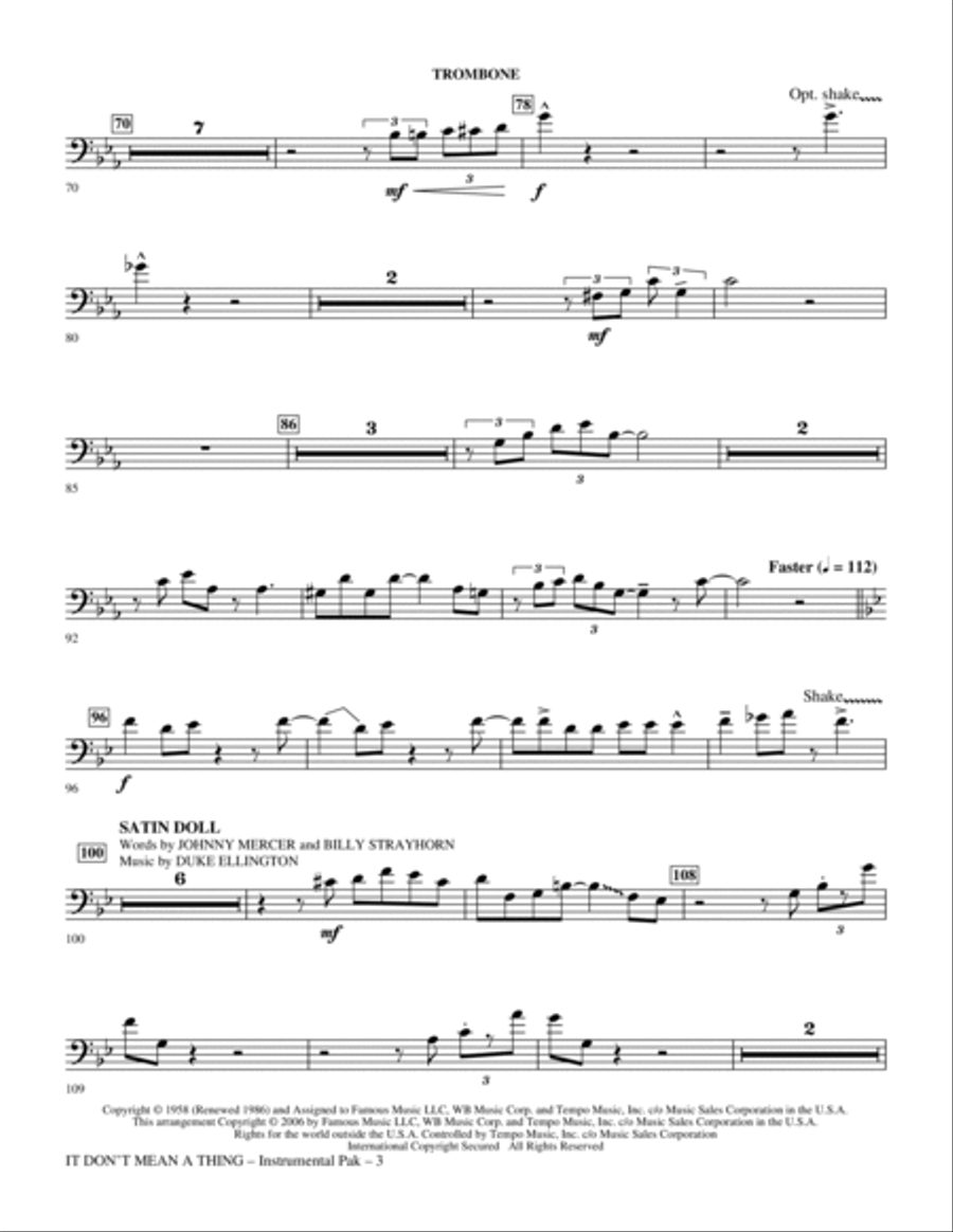 It Don't Mean A Thing: The Best Of Duke Ellington (Medley) - Trombone Choir scores gallery preview page 3