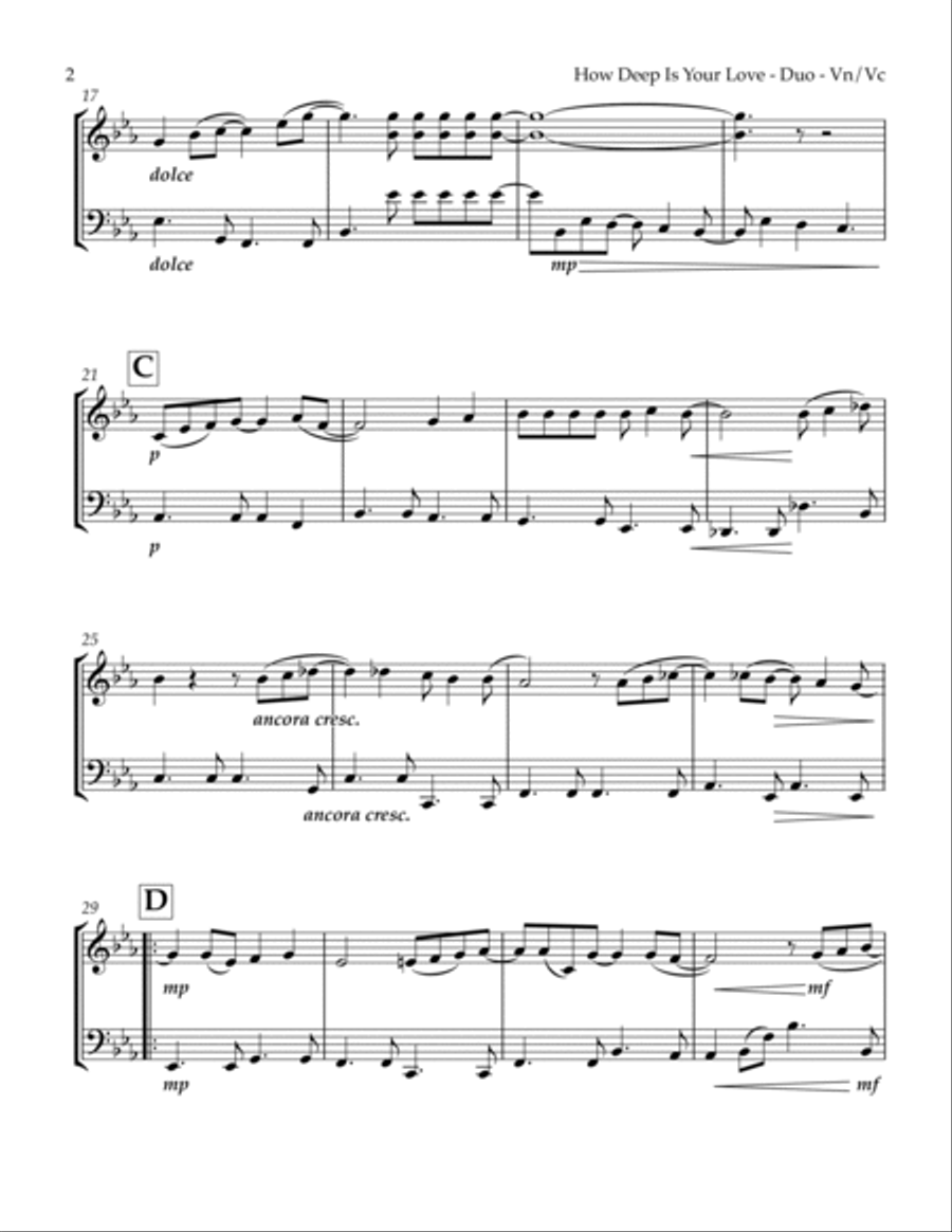 How Deep Is Your Love String Duet scores gallery preview page 4