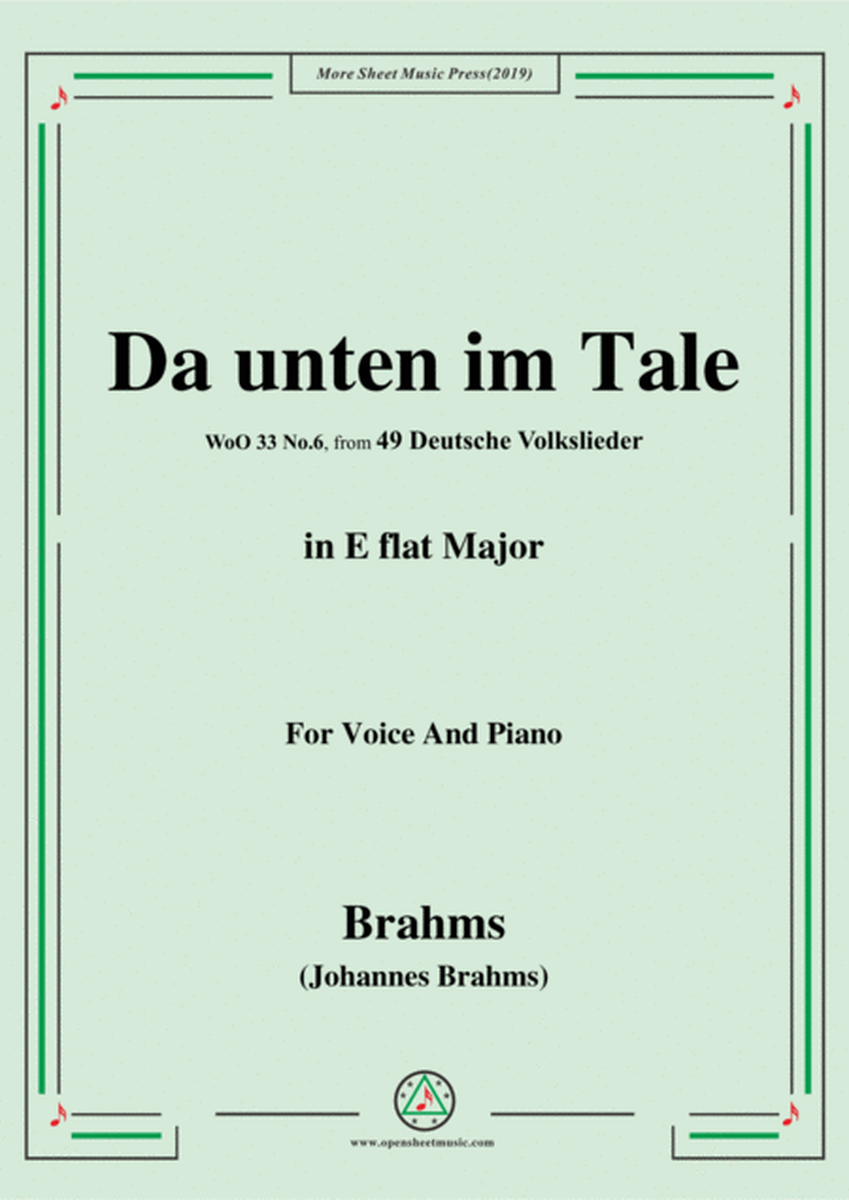 Brahms-Da unten im Tale,in E flat Major,WoO 33 No.6,for Voice and Piano image number null