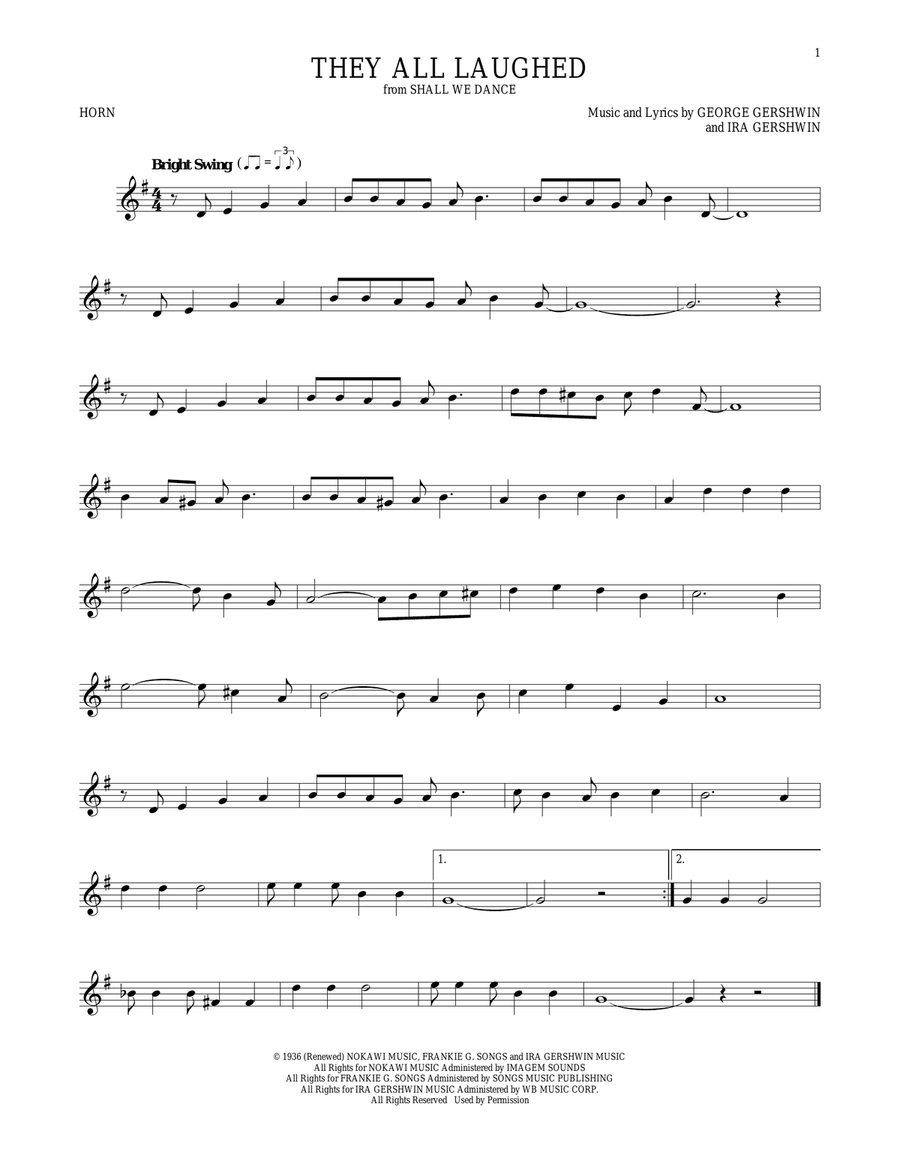 They All Laughed They All Laughed Horn Solo scores gallery preview page 1