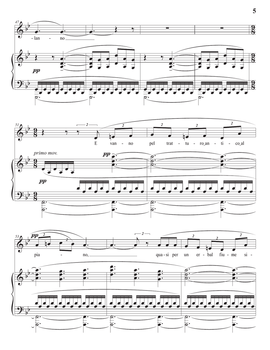 PIZZETTI: I pastori (transposed to G minor) Piano, Vocal scores gallery preview page 6