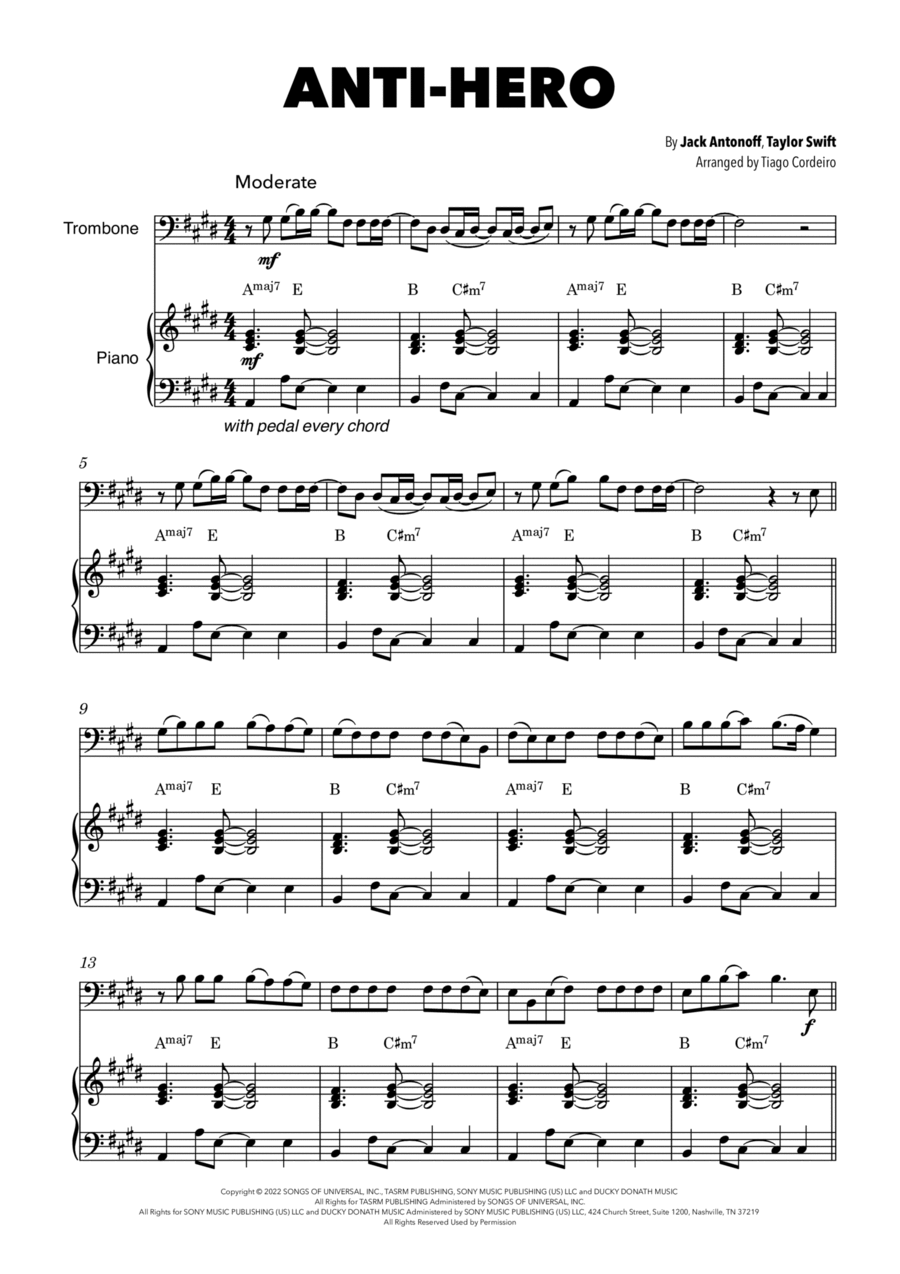 Anti-hero Piano scores gallery preview page 1