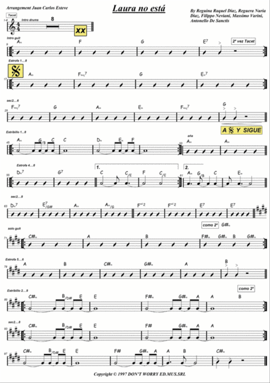 Laura No Esta Easy Piano scores gallery preview page 2