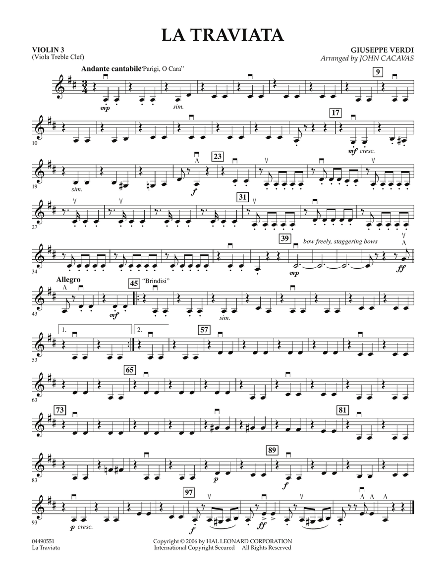 La Traviata - Violin 3 (Viola T.C.) Orchestra scores gallery preview page 1