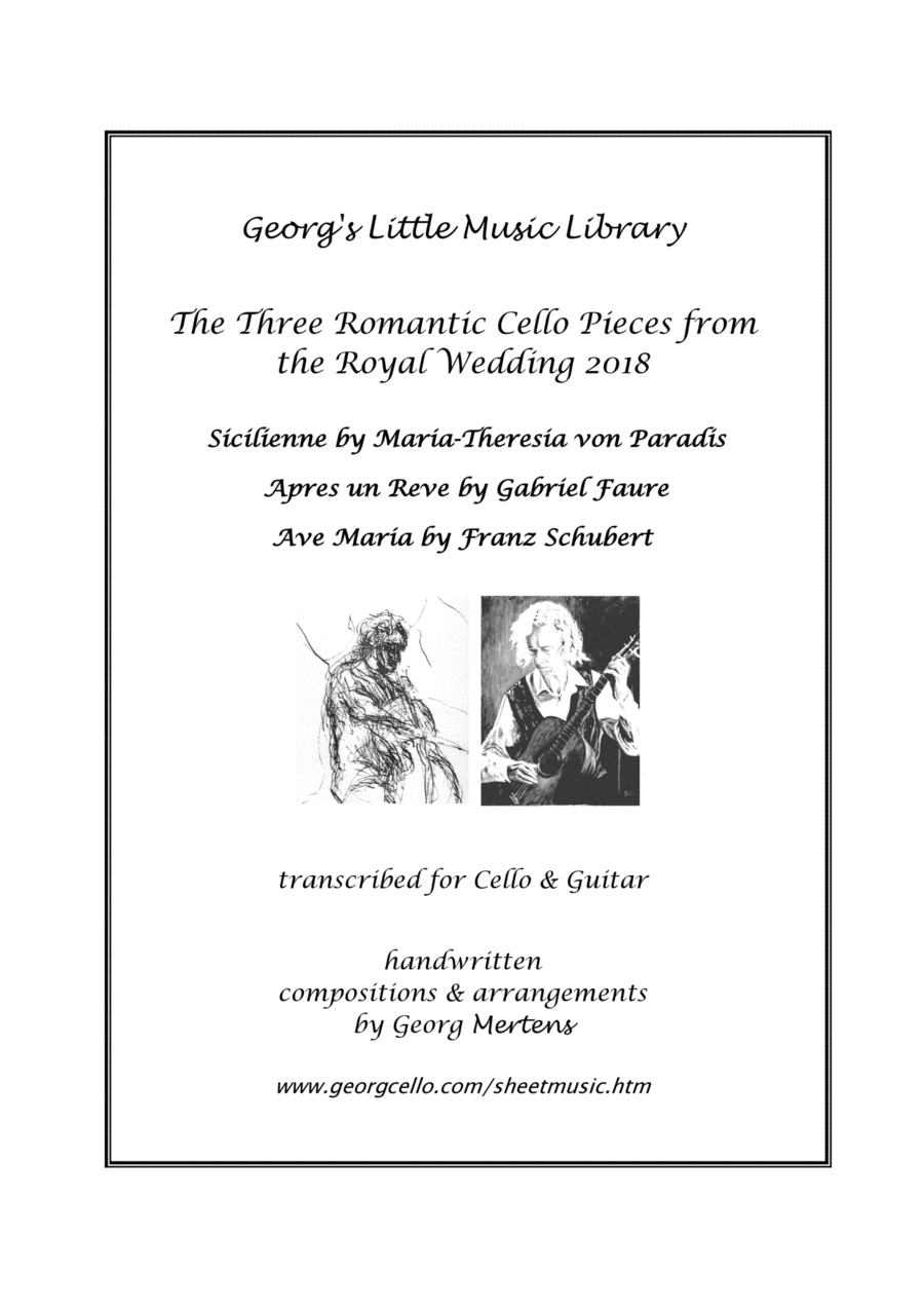 The 3 Cello Pieces from the Royal Wedding arr. for Cello & Guitar String Duet scores gallery preview page 1