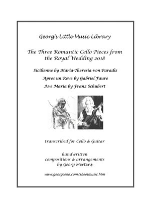 Book cover for The 3 Cello Pieces from the Royal Wedding arr. for Cello & Guitar