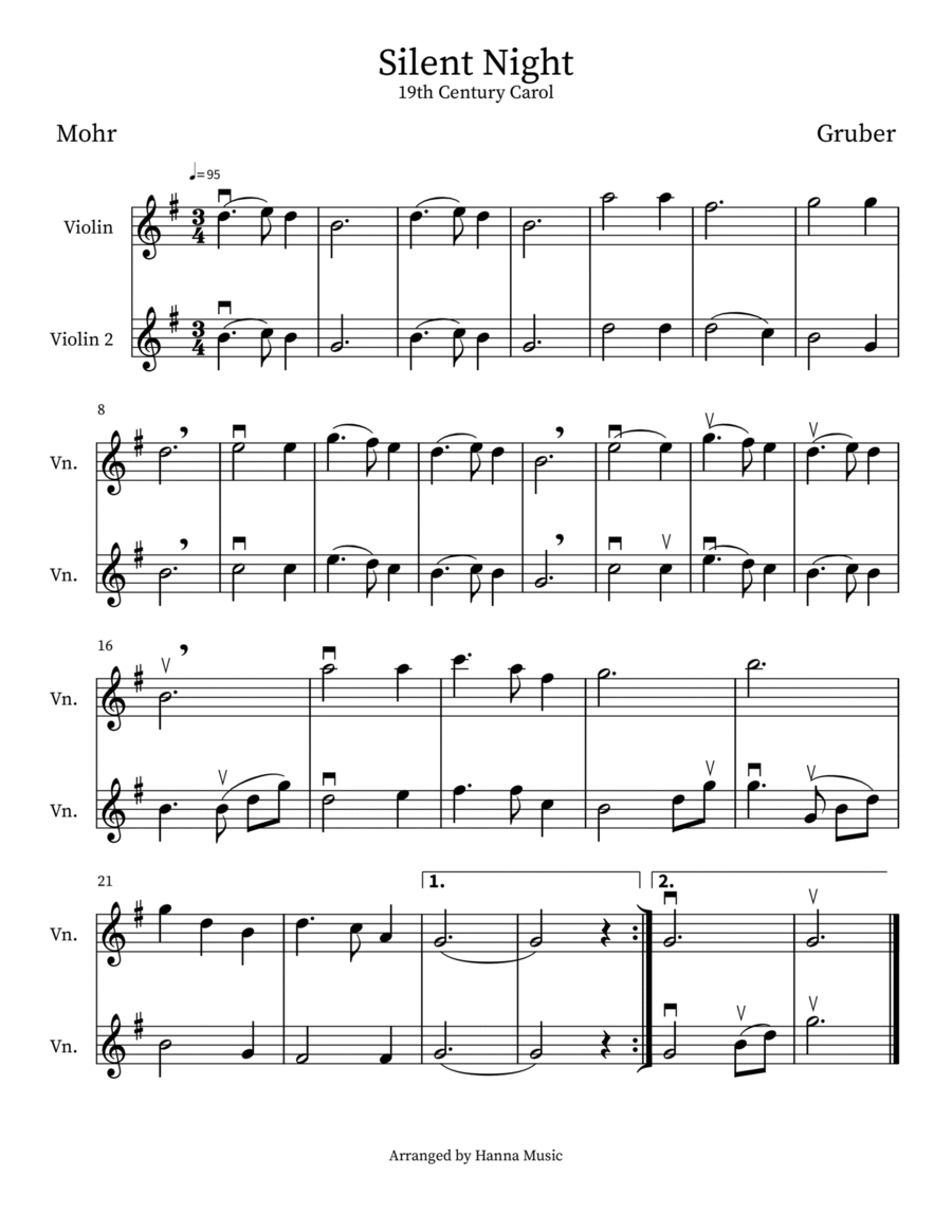 Silent Night String Duet scores gallery preview page 1