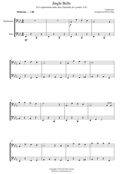 Jingle Bells (for euphonium(bass)-tuba duet, suitable for grades 3-6) image number null