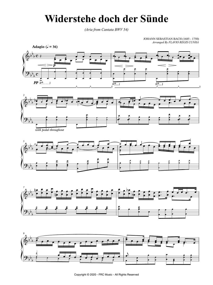 Bach: Widerstehe doch der Sünde (Aria from Cantata BWV 54) for Piano Solo Piano Solo scores gallery preview page 3