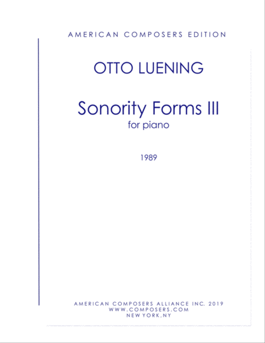 [Luening] Sonority Forms III by Otto Luening Piano Solo - Digital Sheet Music