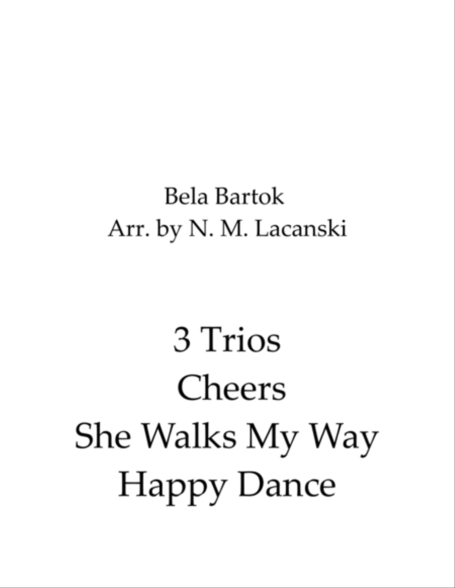 3 Trios Cheers She Walks My Way Happy Dance String Trio scores gallery preview page 1