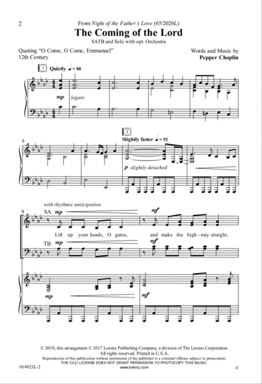 The Coming of the Lord The Coming of the Lord 4-Part scores gallery preview page 2