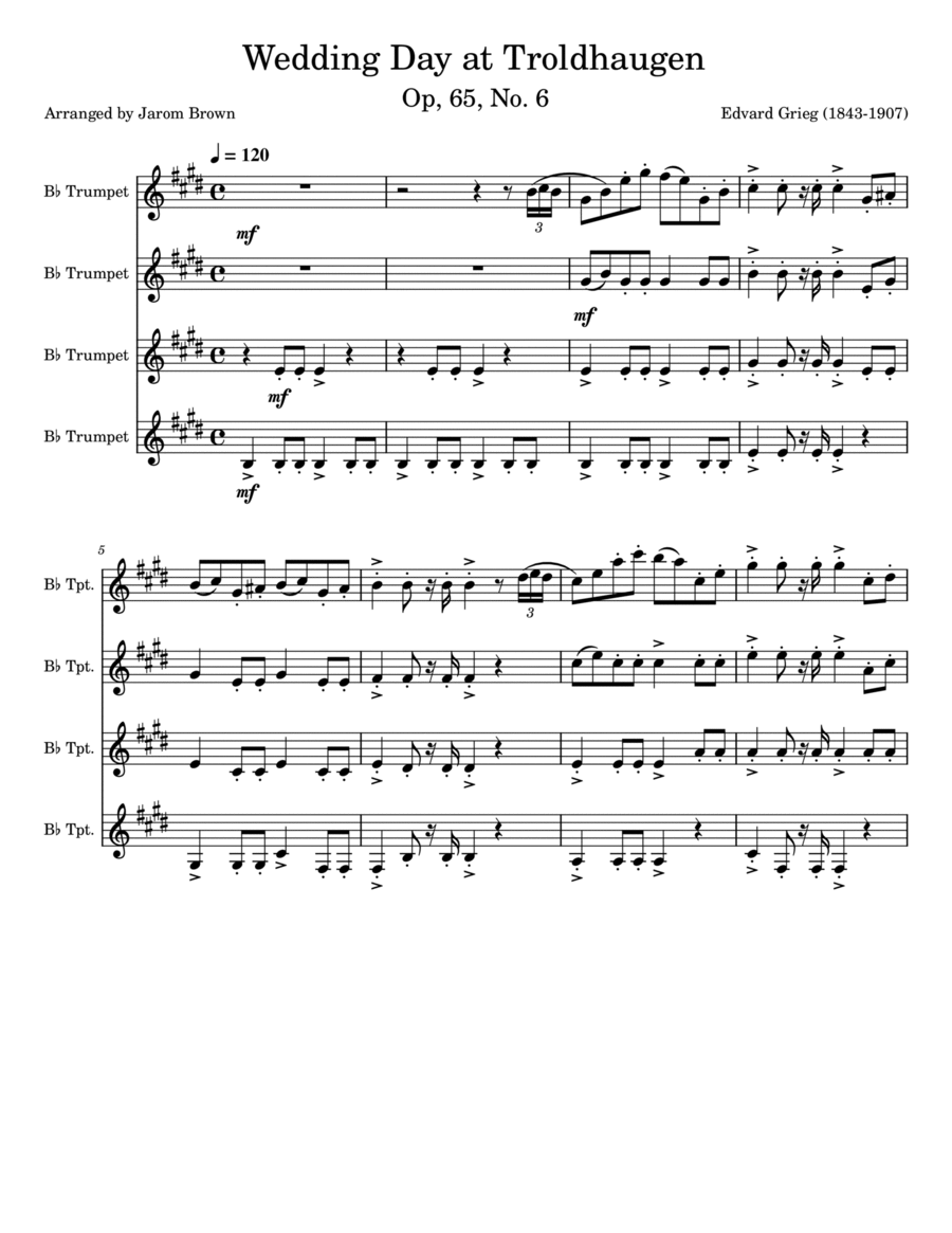 Wedding Day at Trouldhaugen Brass Quartet scores gallery preview page 1