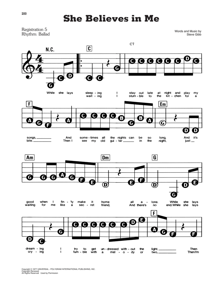 She Believes In Me She Believes In Me Electronic Keyboard scores gallery preview page 1