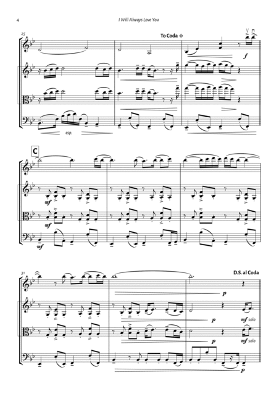 I Will Always Love You String Trio scores gallery preview page 4