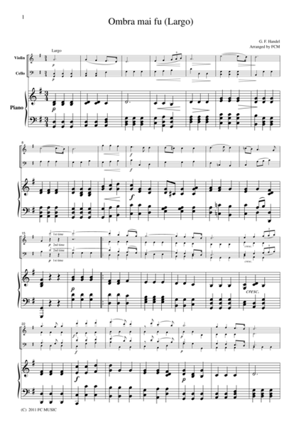Handel  Ombra mai fu (Largo)(Violin, Cello & Piano)