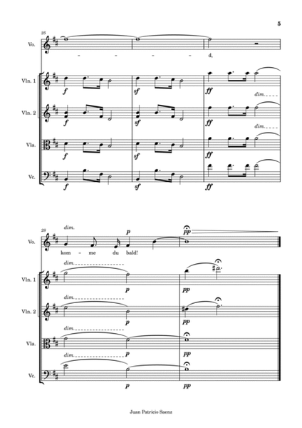 Mendelssohn, F: Wartend Op.9, No.3 - arrangement for string quartet and High voice
