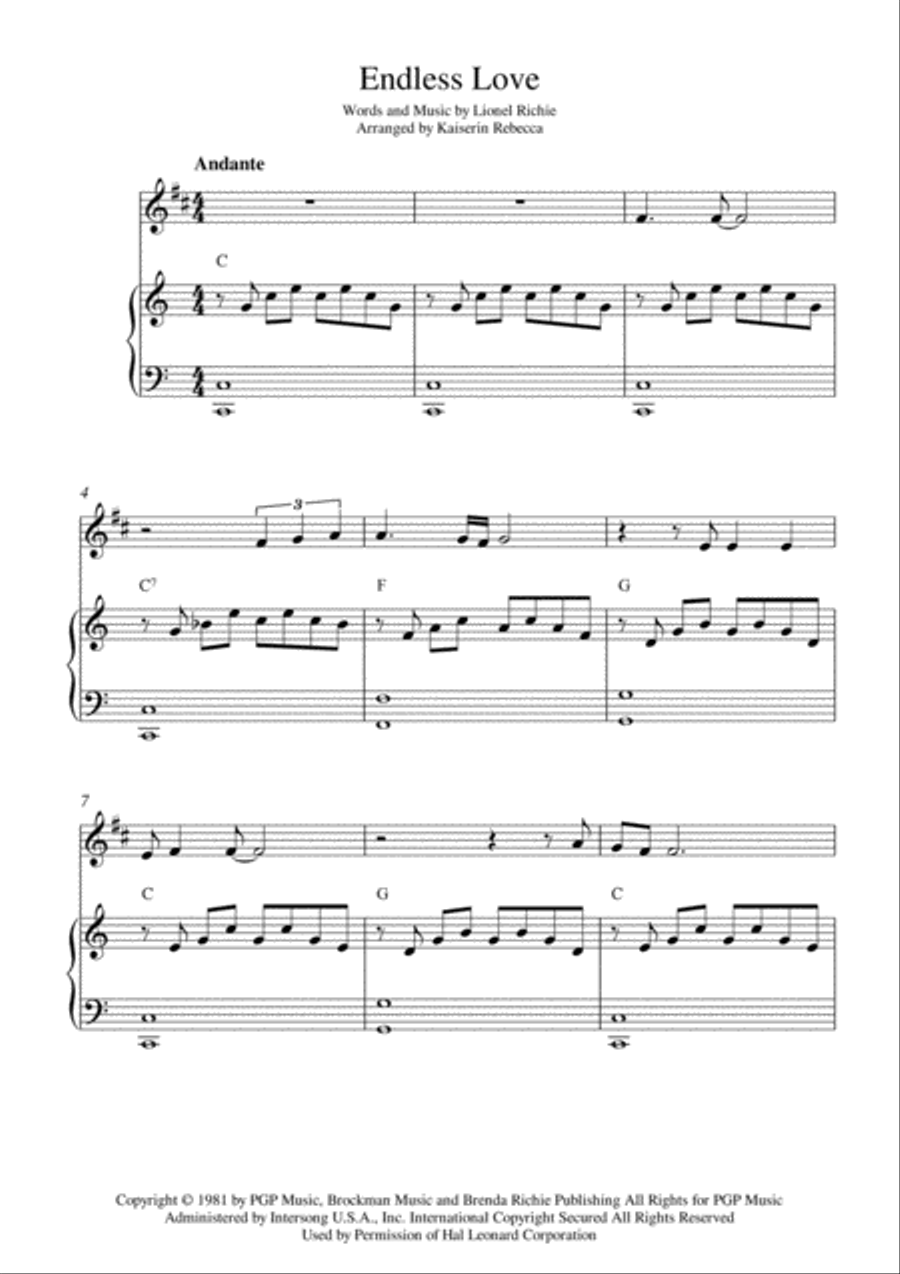 Endless Love Trumpet Solo scores gallery preview page 1