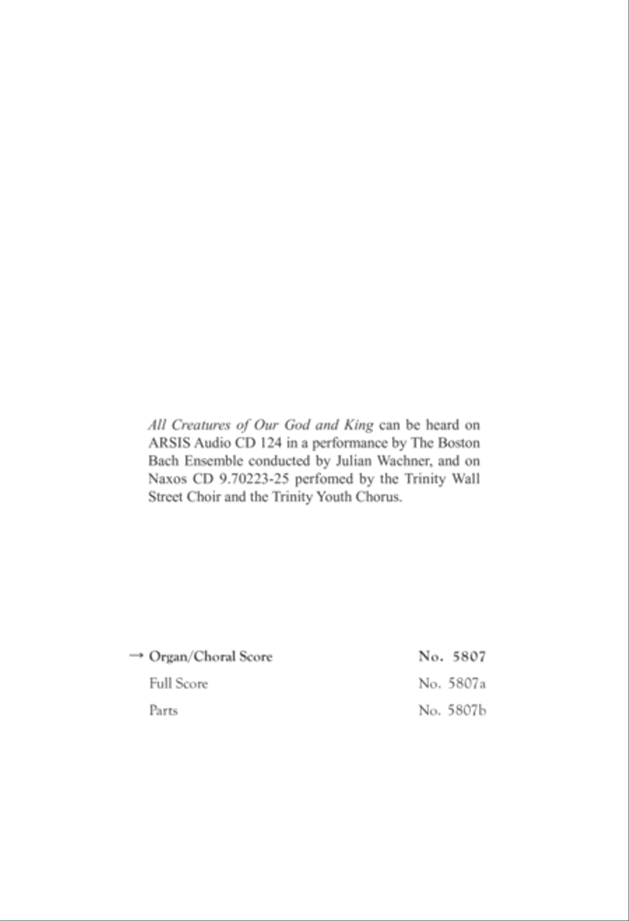All Creatures of Our God and King (Now Let the Vault of Heaven Resound) 4-Part scores gallery preview page 2