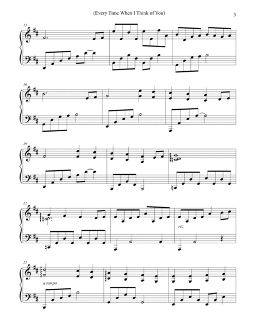 Every Time When I Think of You Piano Solo scores gallery preview page 2