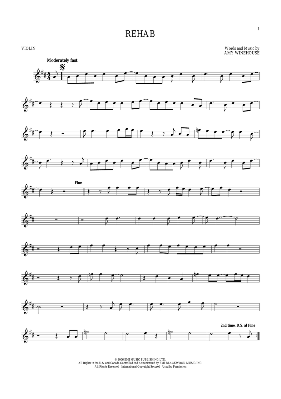 Rehab Violin Solo scores gallery preview page 1