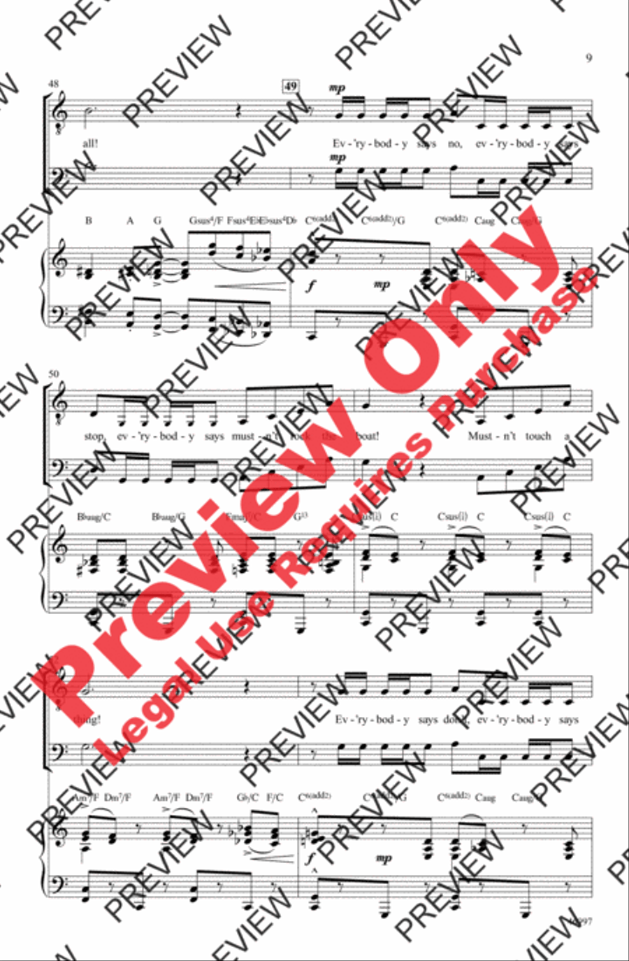 Everybody Says Don't Men's Choir scores gallery preview page 9