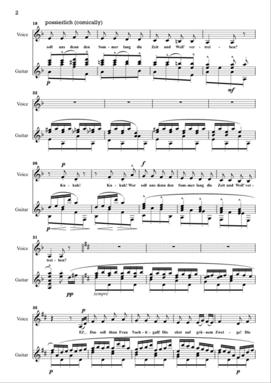 Ablösung in Sommer - Mahler - Guitar arrangement Small Ensemble scores gallery preview page 2