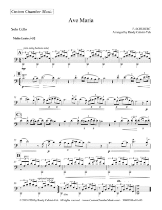 Schubert Ave Maria (solo cello or viola)