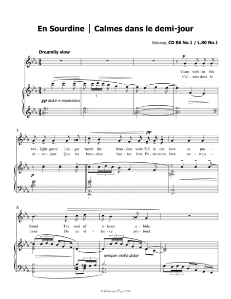En Sourdine, by Debussy, CD 86 No.1, in c minor