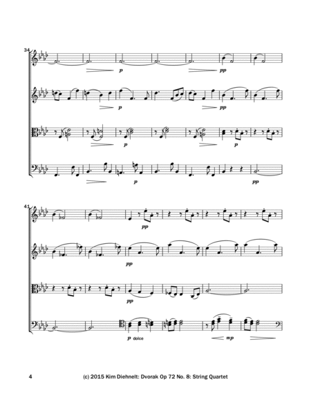 Dvorak: Slavonic Dance Op. 72, No. 8 - for String Quartet image number null