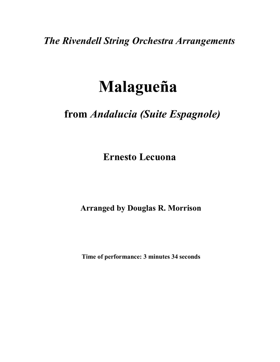 Malaguena String Orchestra scores gallery preview page 1