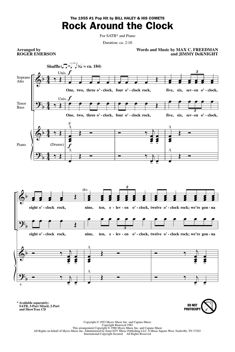 Rock Around The Clock 4-Part scores gallery preview page 1
