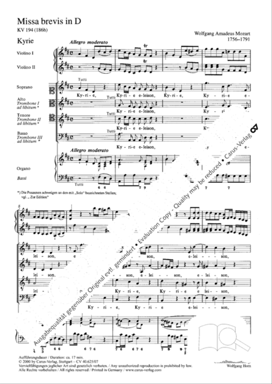 Missa brevis in D Major, K. 194 4-Part scores gallery preview page 8