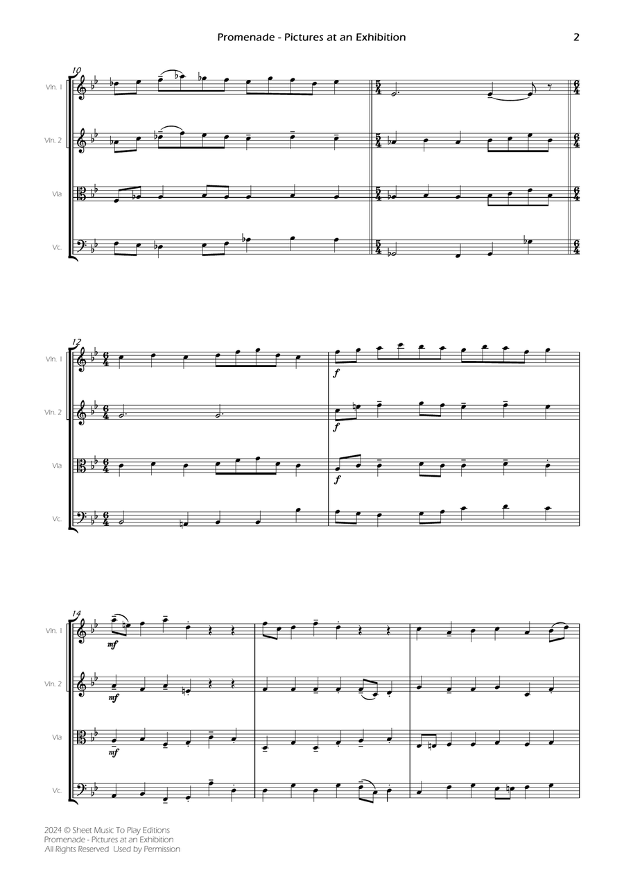 Pictures at an Exhibition - Promenade - String Quartet (Full Score and Parts) String Quartet scores gallery preview page 4