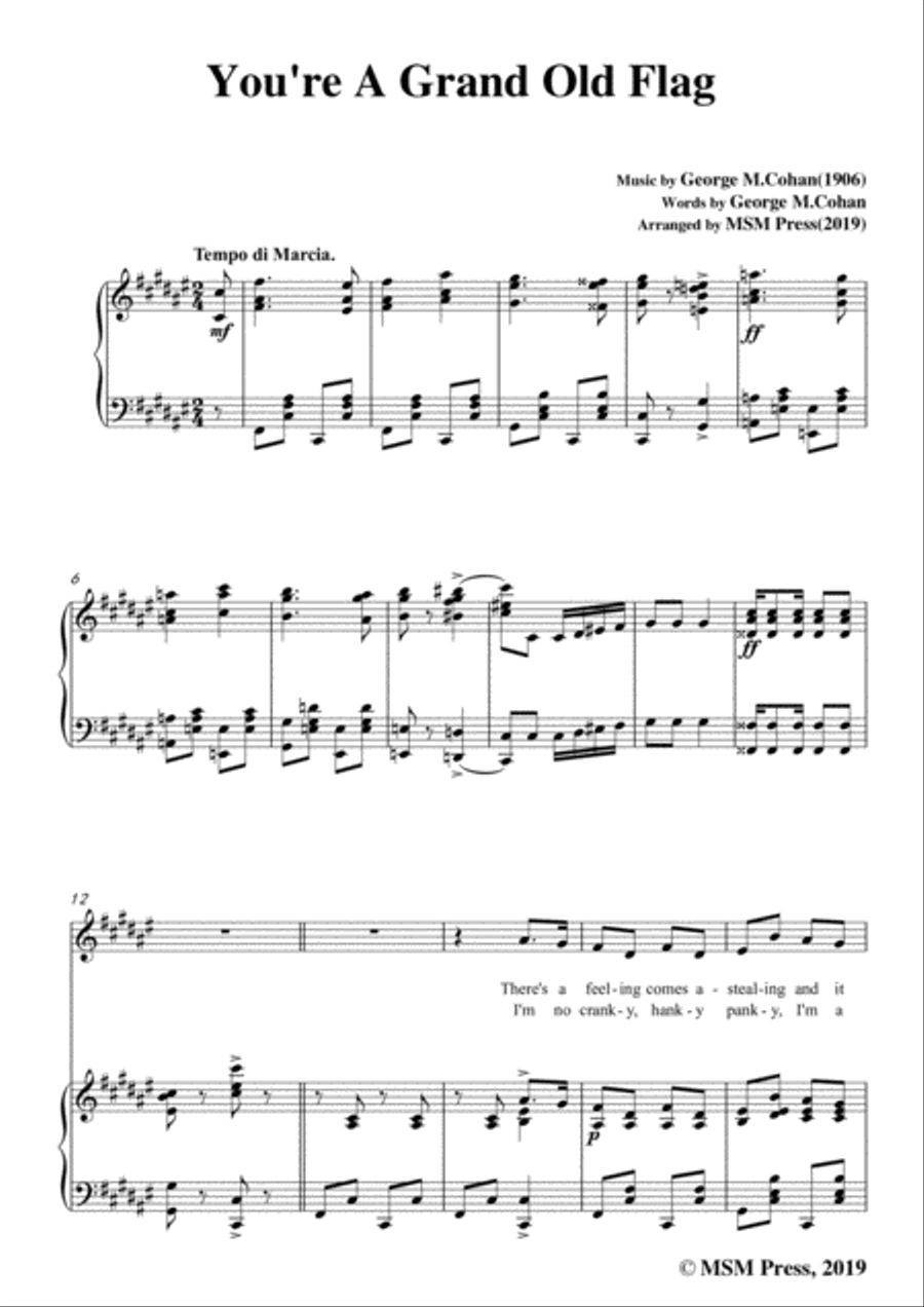 George M. Cohan-You're A Grand Old Flag,in F sharp Major,for Voice&Piano Voice scores gallery preview page 3