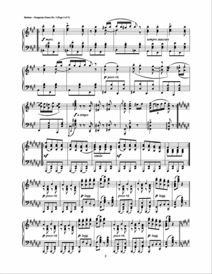 Hungarian Dance No. 5 Hungarian Dance No. 5 Piano Solo scores gallery preview page 2