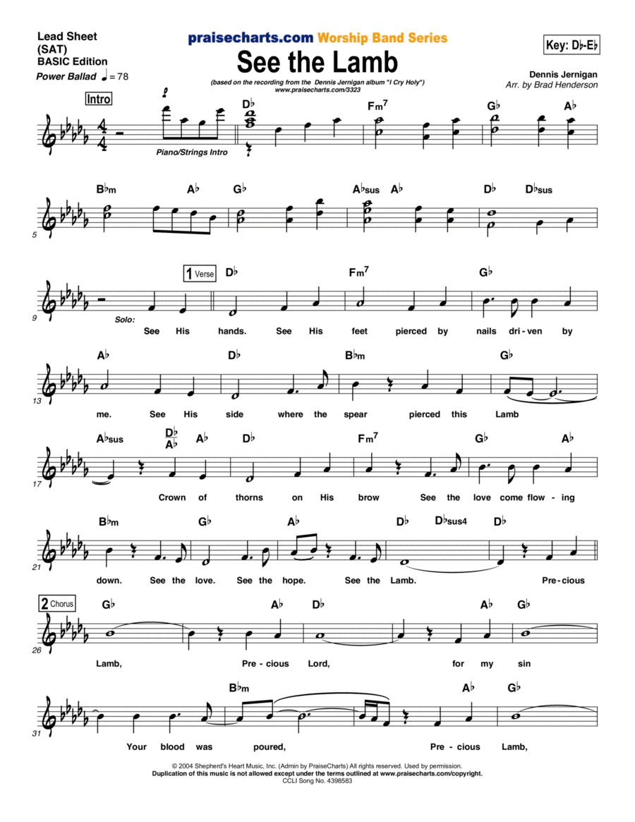 See The Lamb See The Lamb Piano scores gallery preview page 1