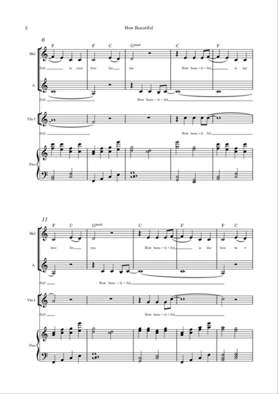 How Beautiful (Is the Love Between the Two of Us) - Alto duet, violin and piano Guitar scores gallery preview page 2